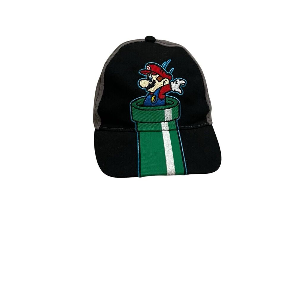 Super Mario Embroidered Black Green Tunnel Mario Adjustable Cap Hat Youth Kids